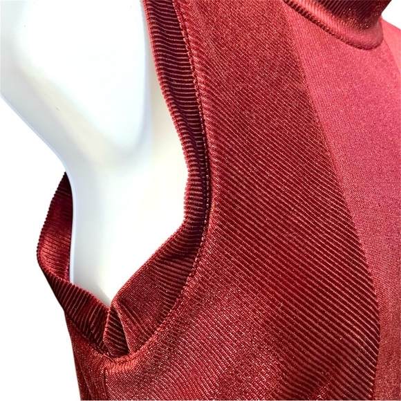 Altar’d State Burgundy Ribbed Velvet Flare Sleeveless Dress - Picture 5 of 6